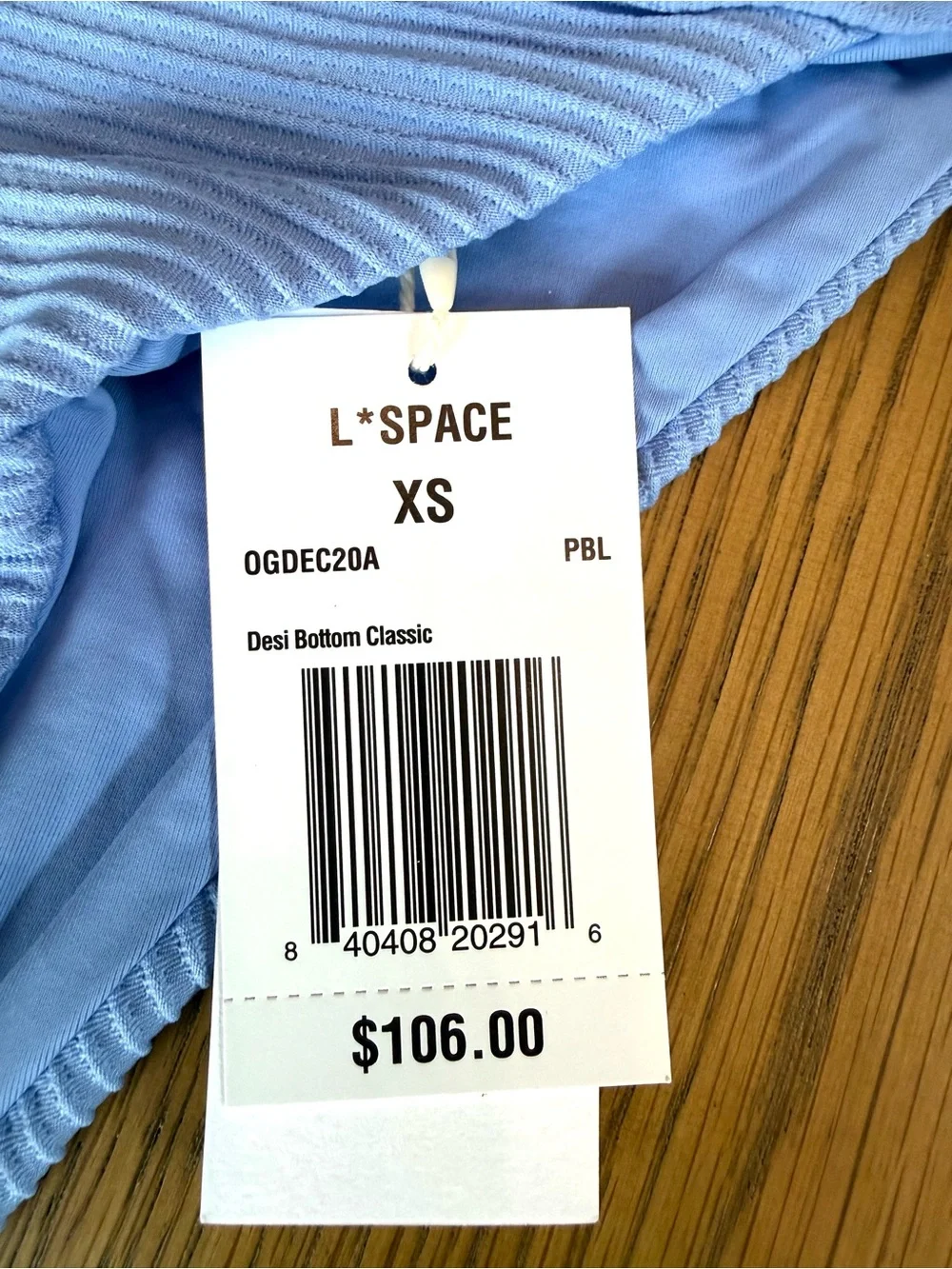 L*Space for Anthropologie Desi Bikini Bottom Lt Blue High Rise Size XS & S NWT